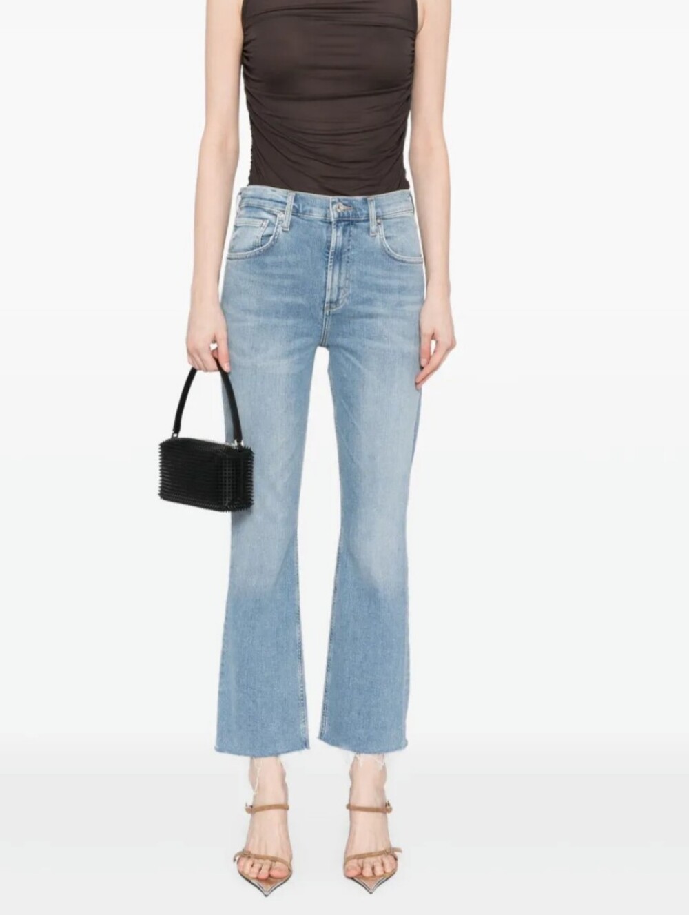 Citizens of Humanity Isola Cropped Bootcut Jeans Light Wash Raw Hem Size 27